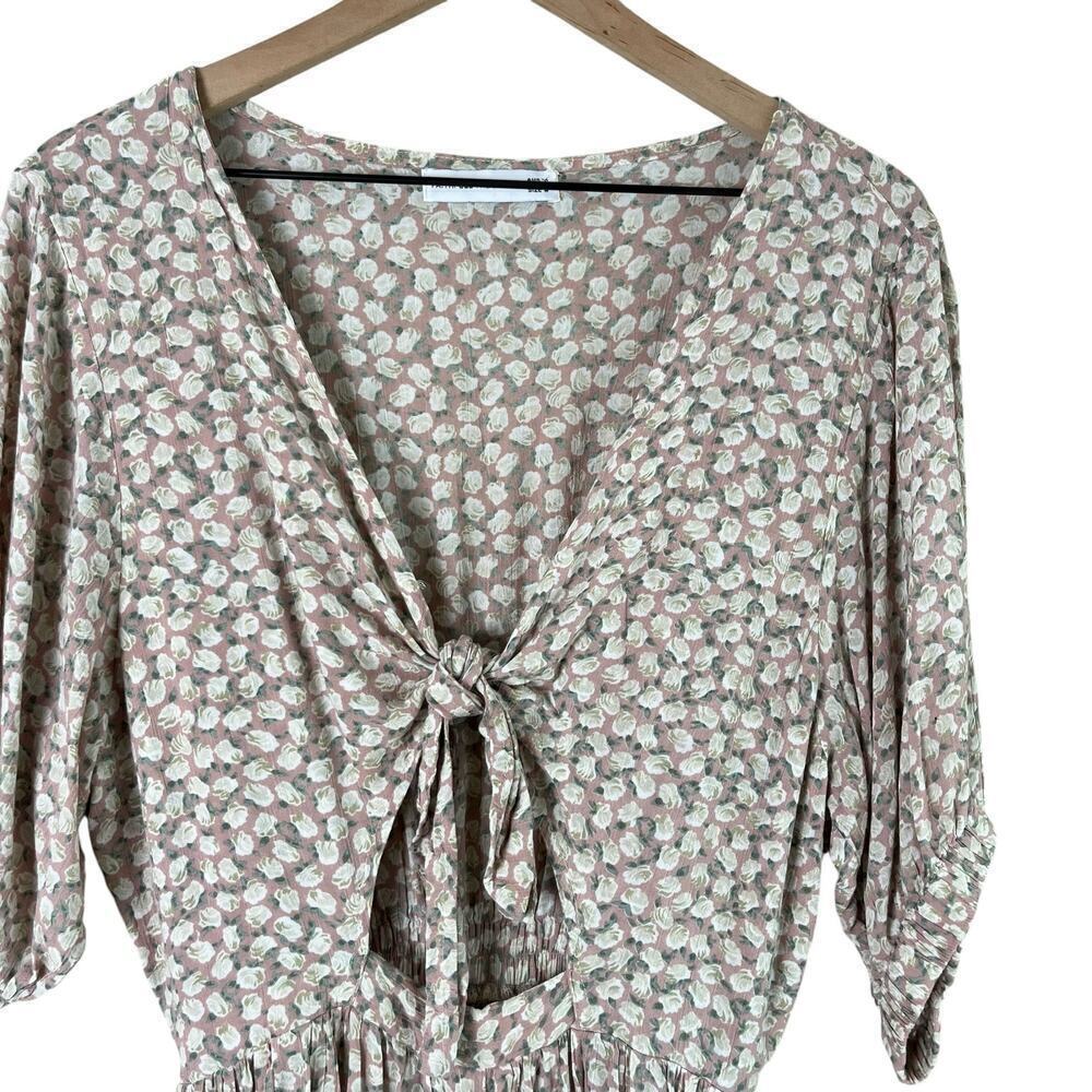 Faithfull The Brand Marigot Tie-Front Dress in Pink Azalea Floral Print, Size 6 - Picture 4 of 15